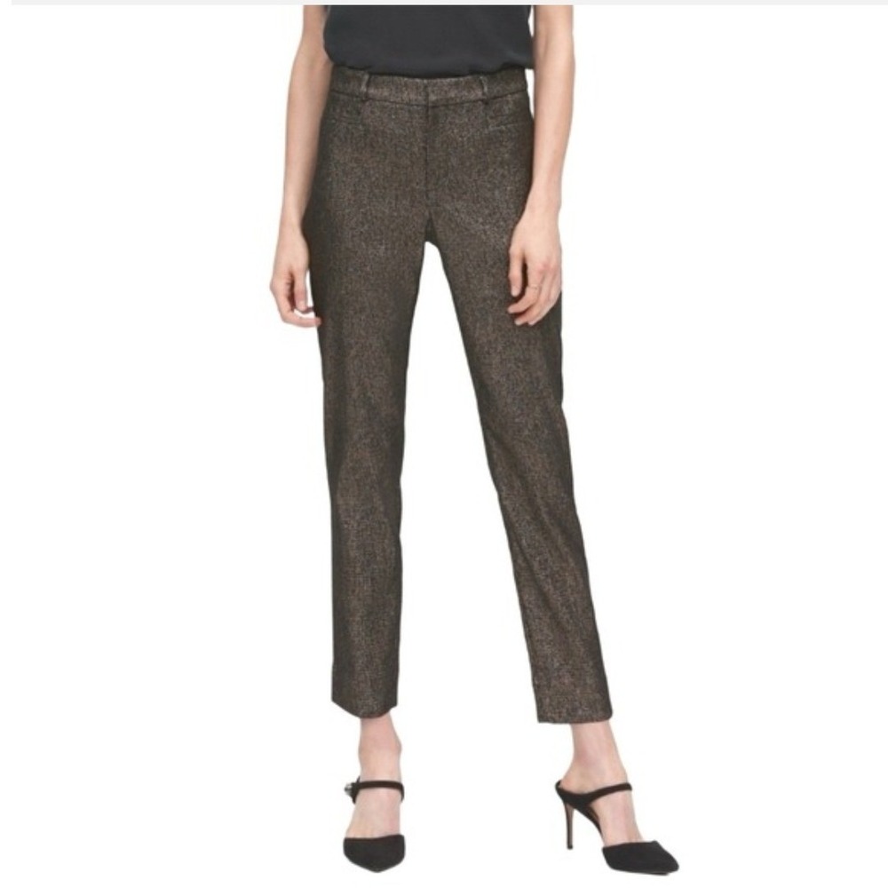 Banana‎ Republic NWT Sloan Slim Ankle Pants Gold Bronze Metallic Black Size 4
